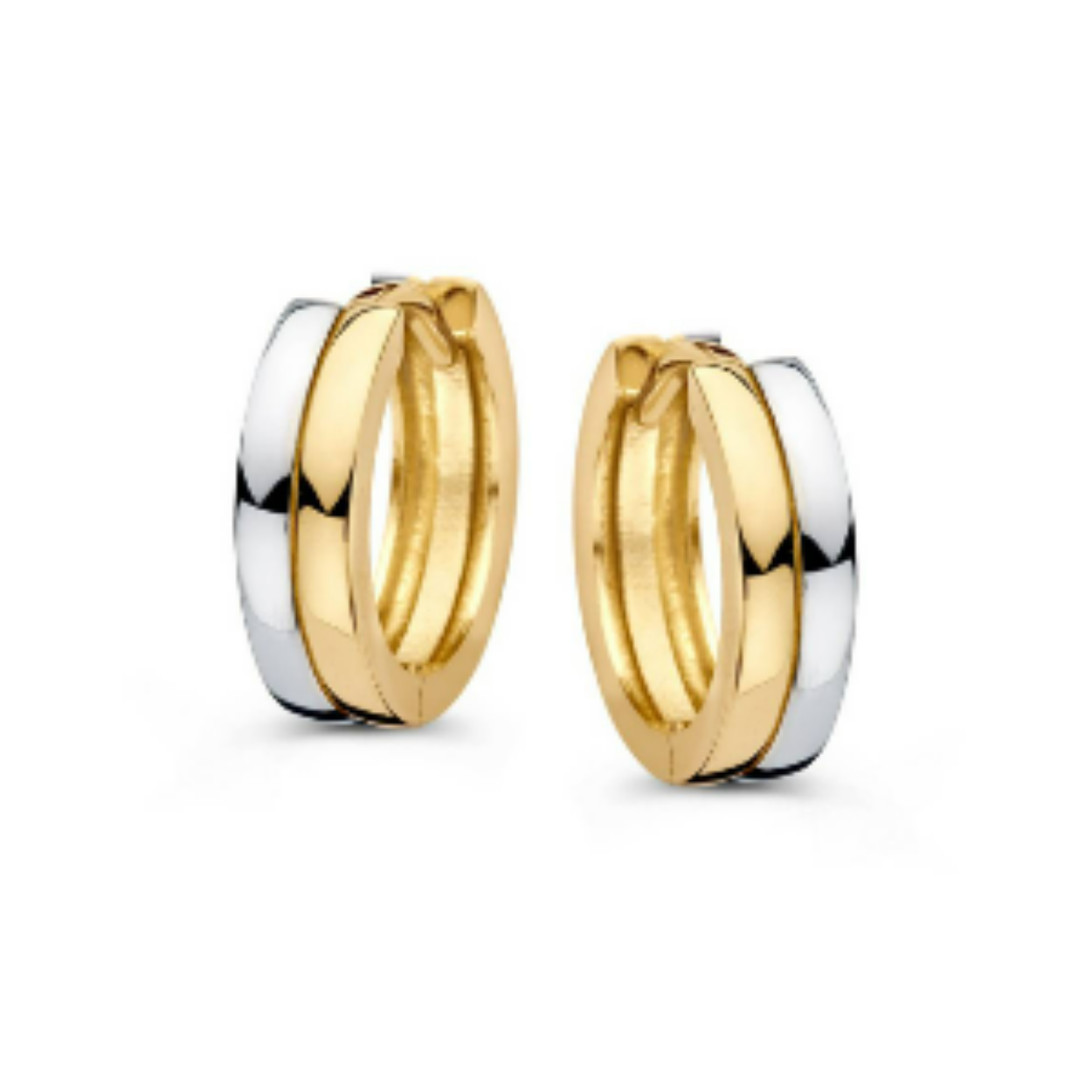 14 krt Bicolor gouden oorringen