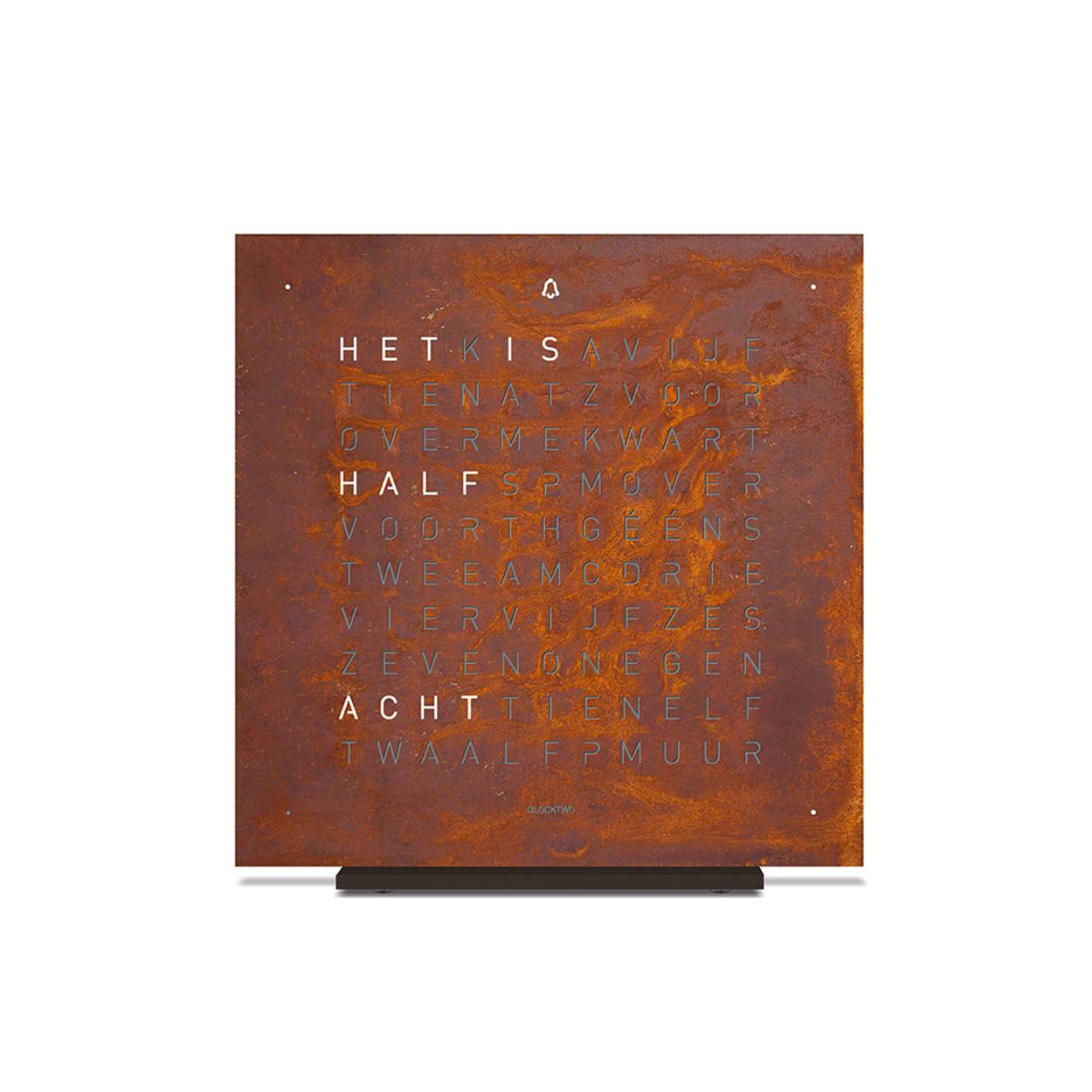 Qlocktwo Rust NL op Zwarte Corpus