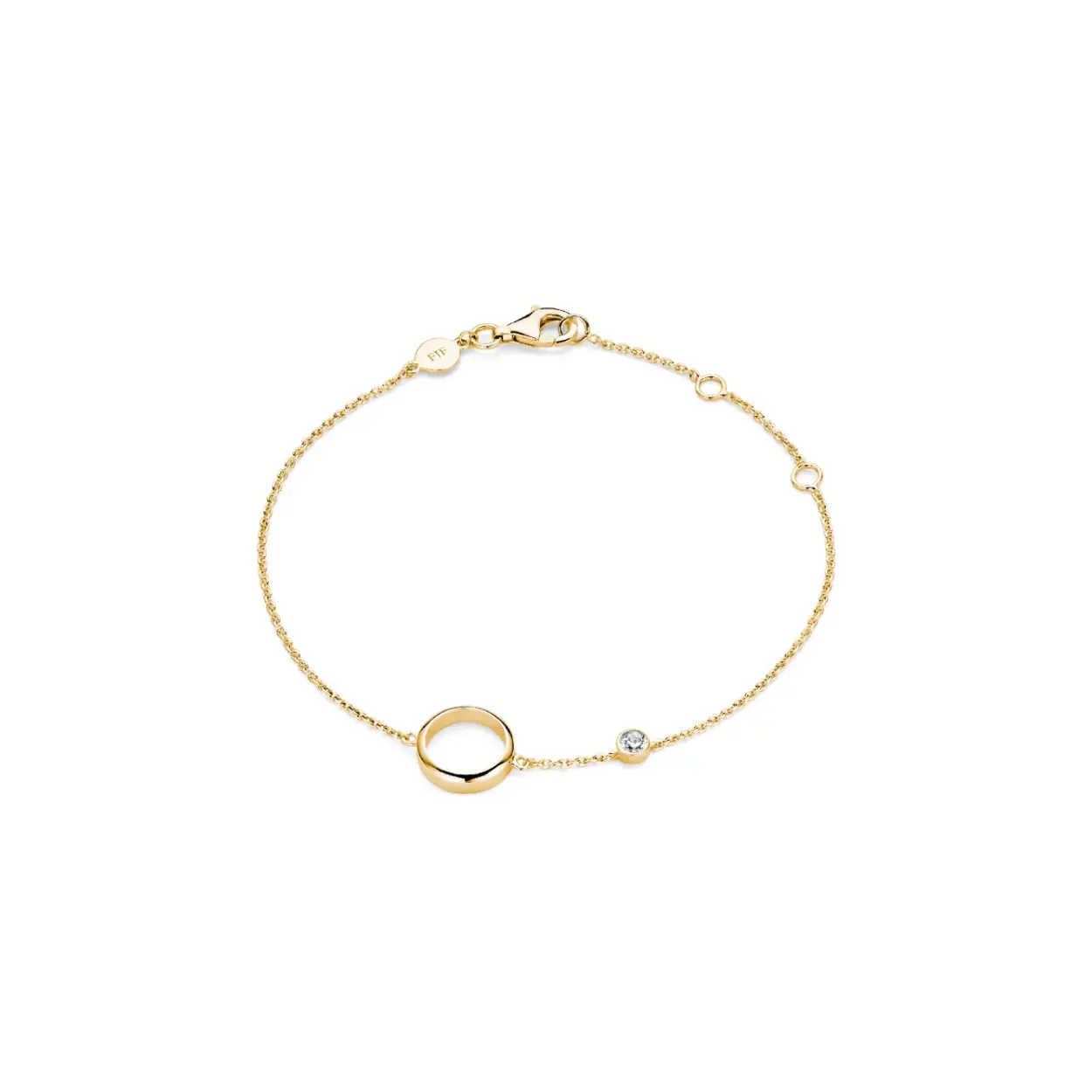 FJF Circle zilveren armband gold plated