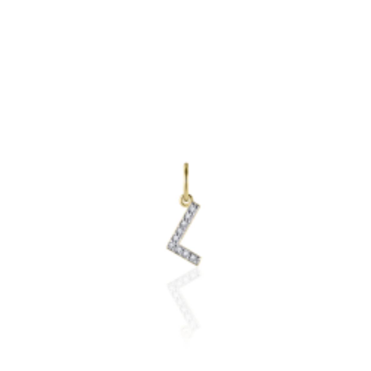letter L | zilver goldplated | zirkonia's