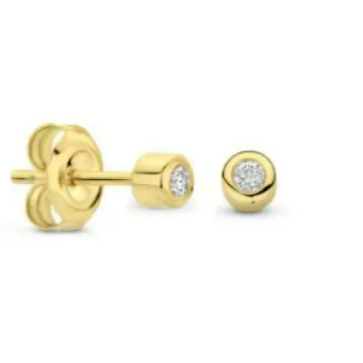 14 krt gouden oorknoppen 2 x 0.05ct
