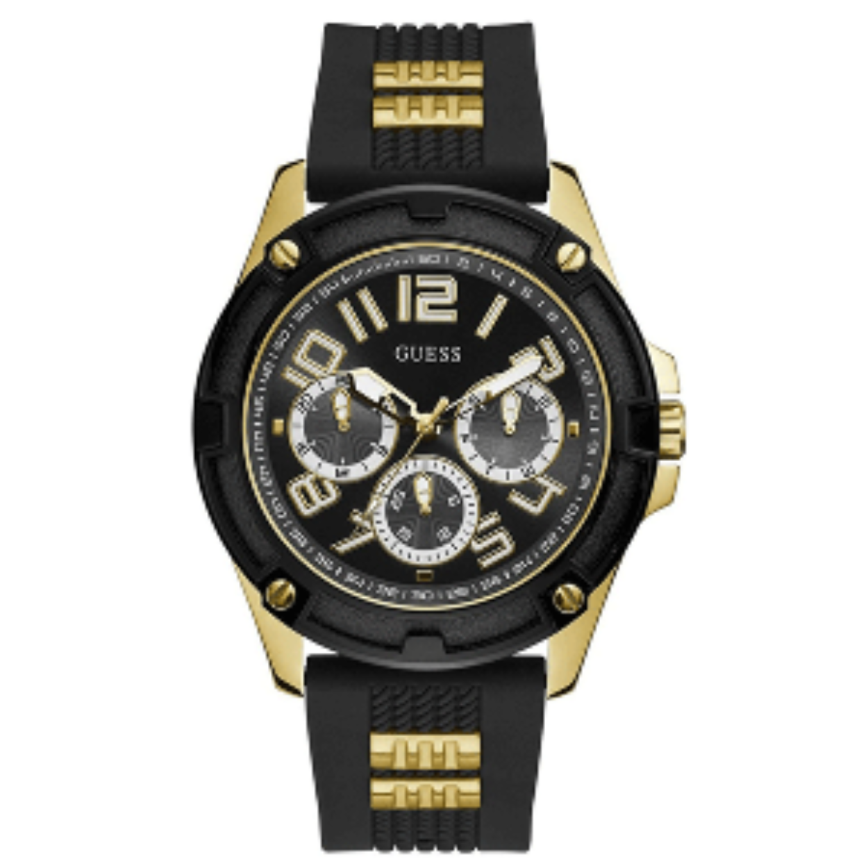 Staal gold plated heren horloge Guess.
Nikkelvrij.
2 jaar garantie op het uurwerk.
