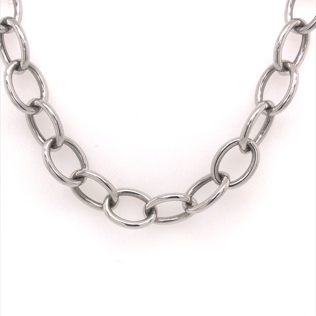 Alexander juwelier 14krt witgouden collier 50cm 10mm schakel