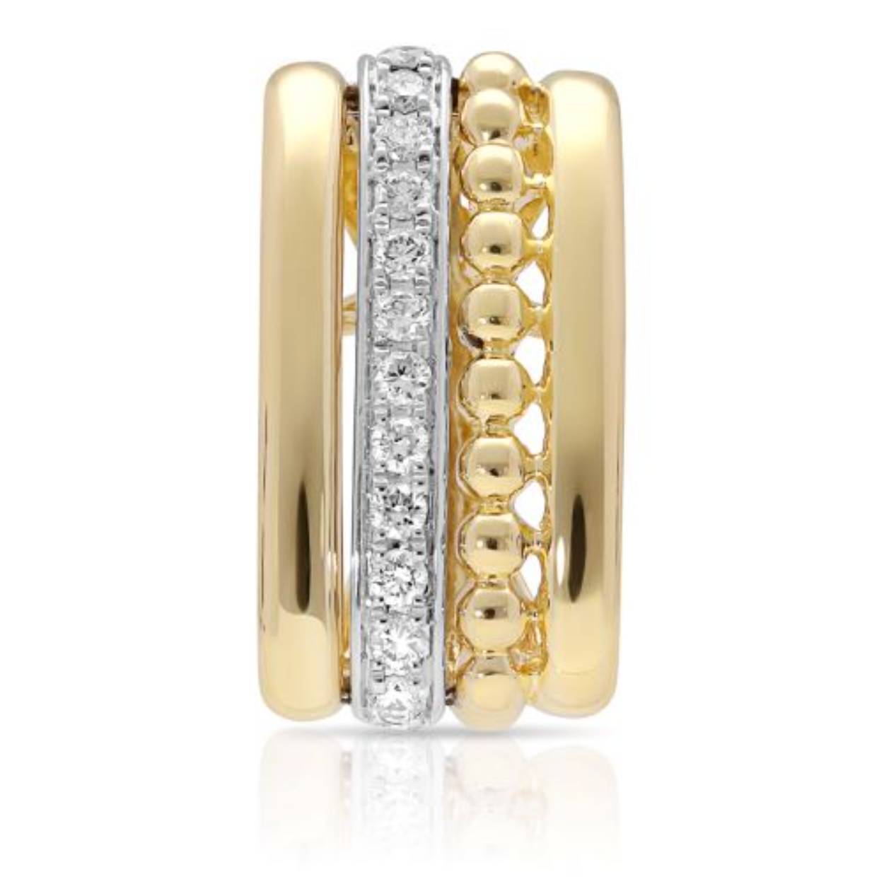 een 14 krt geel met wit gouden hanger, fantasie model met diamant 0.10 crt totaal H SI.