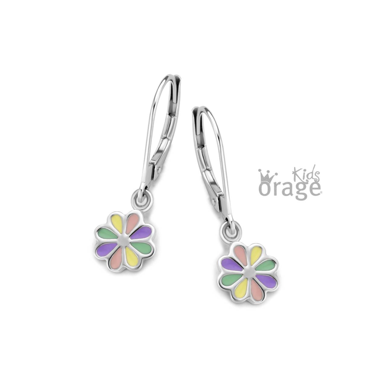 Zilveren oorhangers 'pastelkleurige bloem' van Orage kids
Ook verkrijgbaar als oorstekers