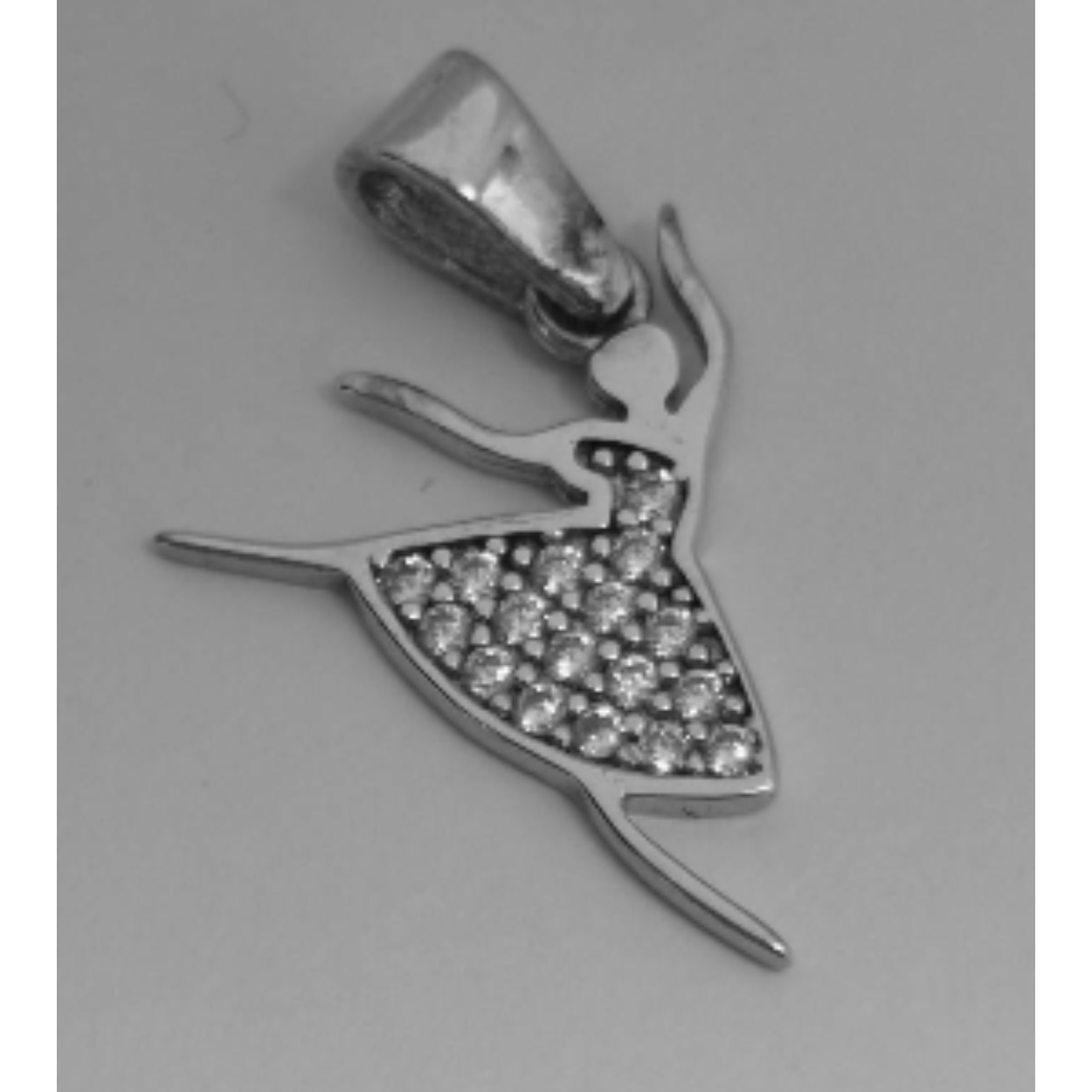 Zilveren hanger Ballerina bezet met zirkonia's