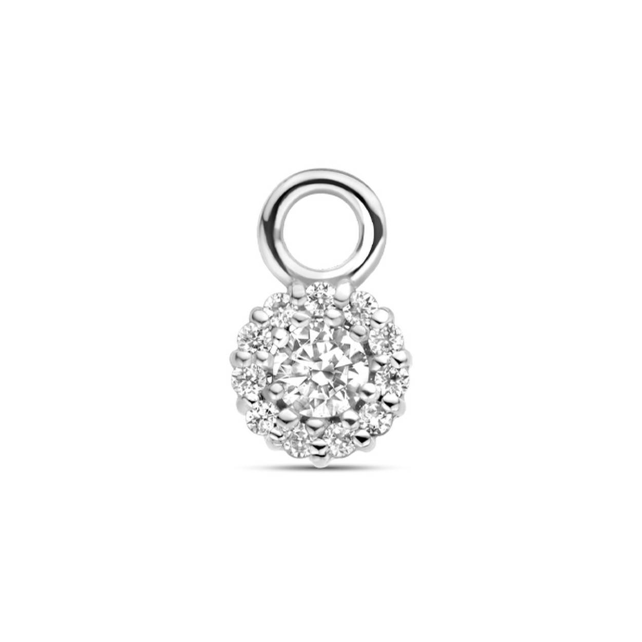 zilveren creoolhangers, rondje+pave zirconias