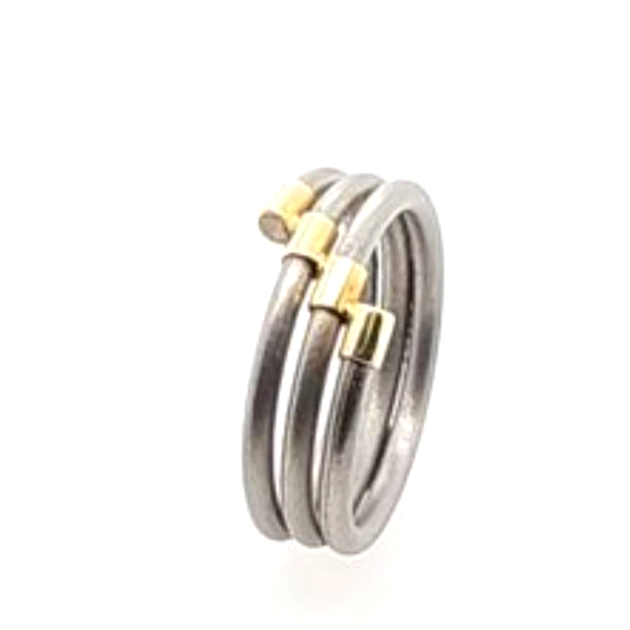 titanium wikkelring met gouden kapjes breed