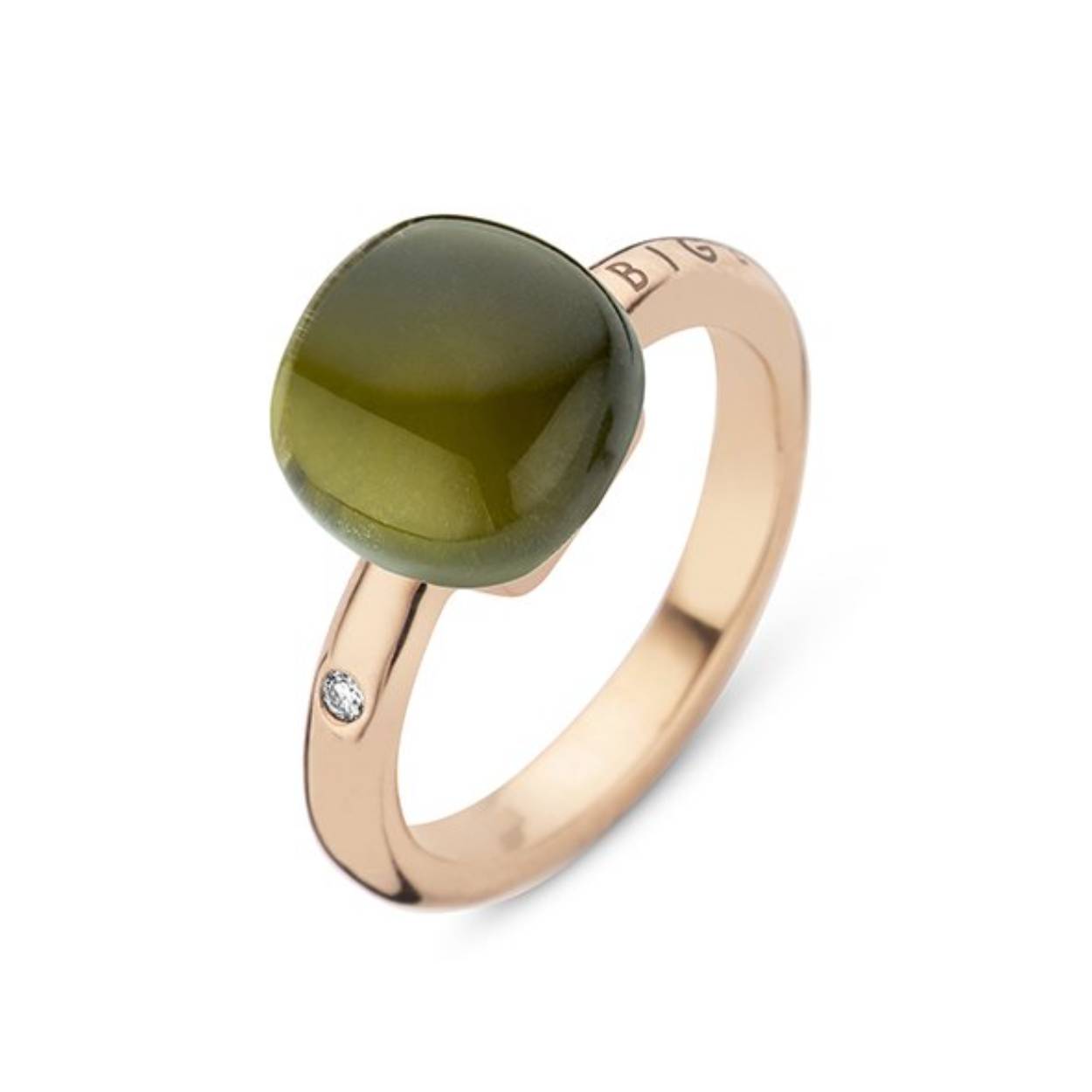 Tropical Green
Deze Mini Sweety ring is gemaakt van 18-karaats roségoud en afgewerkt met groene amethist met groene tourmalijn en parelmoer gekenmerkt door een diamant 0.02ct
