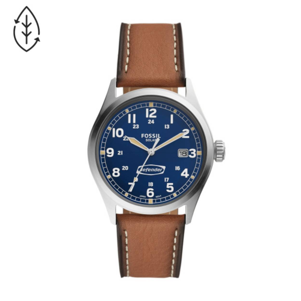 Fossil Heren Horloge FS5975 biedt een stijlvolle en duurzame keuze. Met een zilverkleurige ronde kast van roestvrij staal, een bruine leren band en een blauwe wijzerplaat met Arabische cijfers. Het horloge is analoog, zonne-energie aangedreven en waterdicht tot 10 ATM. Beste gedragen casual of zakelijk, ideaal voor zowel dagelijks gebruik als speciale gelegenheden.