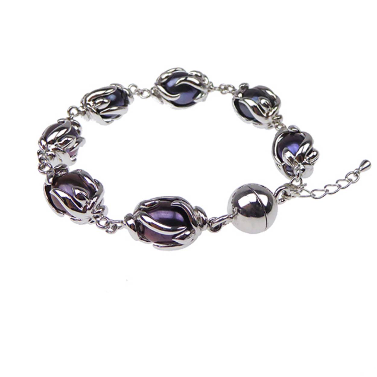 Zilveren armband met zwarte zoet water parels