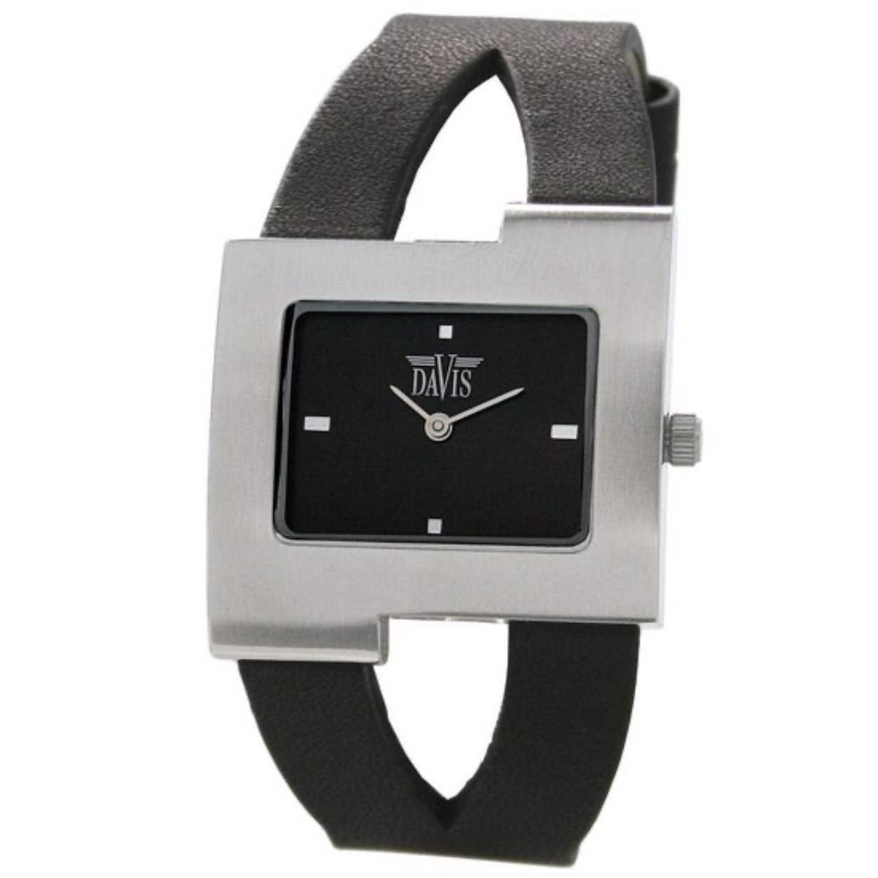 vierkant staal dames horloge met zwarte wijzerplaat