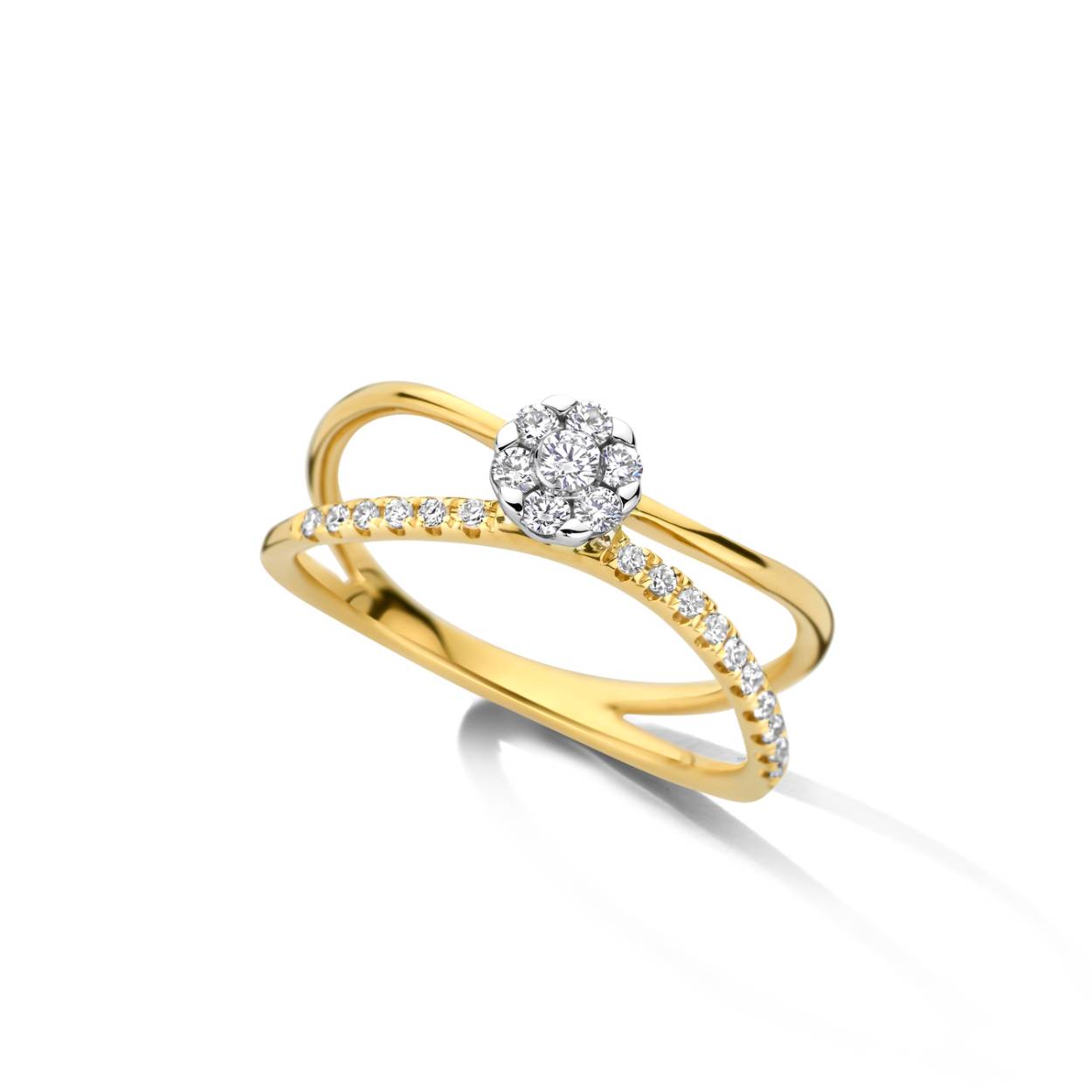 Ring geel goud 18kt met diamanten