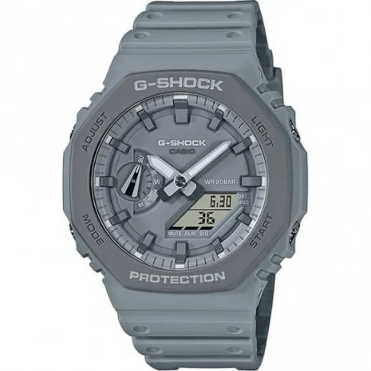 Deze serie in aardtinten van G-SHOCK, de stoere horloges die zich steeds verder ontwikkelen in een eindeloze zoektocht naar kracht, combineert het stadsleven met het buitenleven en het alledaagse met het buitengewone voor mensen uit de stad die ook graag tijd in de natuur doorbrengen. Deze serie aardegrijze horloges is gebaseerd op de populaire GA-2110 met zijn dunne behuizing en achthoekige, dubbelgegoten rand en staat voor kliffen waar de golven op stukslaan. Het maakt deel uit van de veelzijdige serie in aardtinten die perfect past bij de urban outdoor mode en zowel buiten in de natuur als in de stad kan worden gedragen.