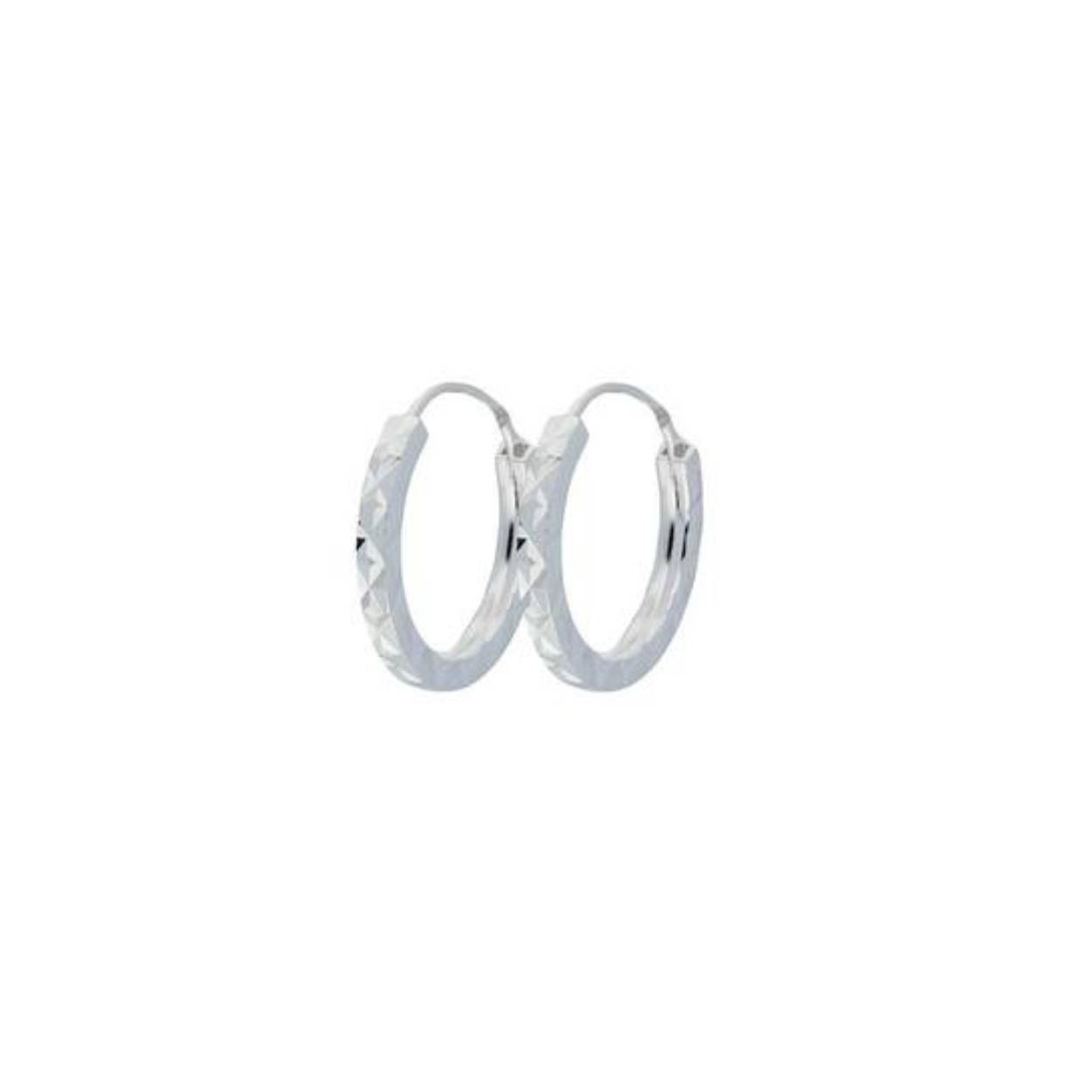 Zilver oorringen 12 mm bewerkt