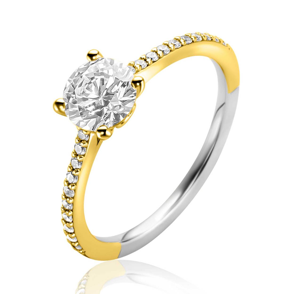 Zinzi zilver vergulde ring met zirkonia's