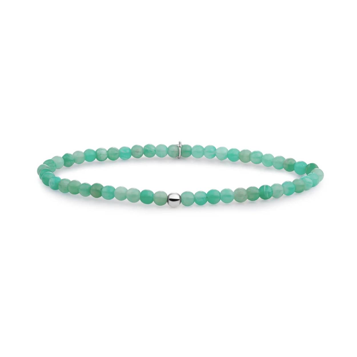 BRACELET RICH GREEN AMAZONITE SATURN SMALL GOLD 4MM
