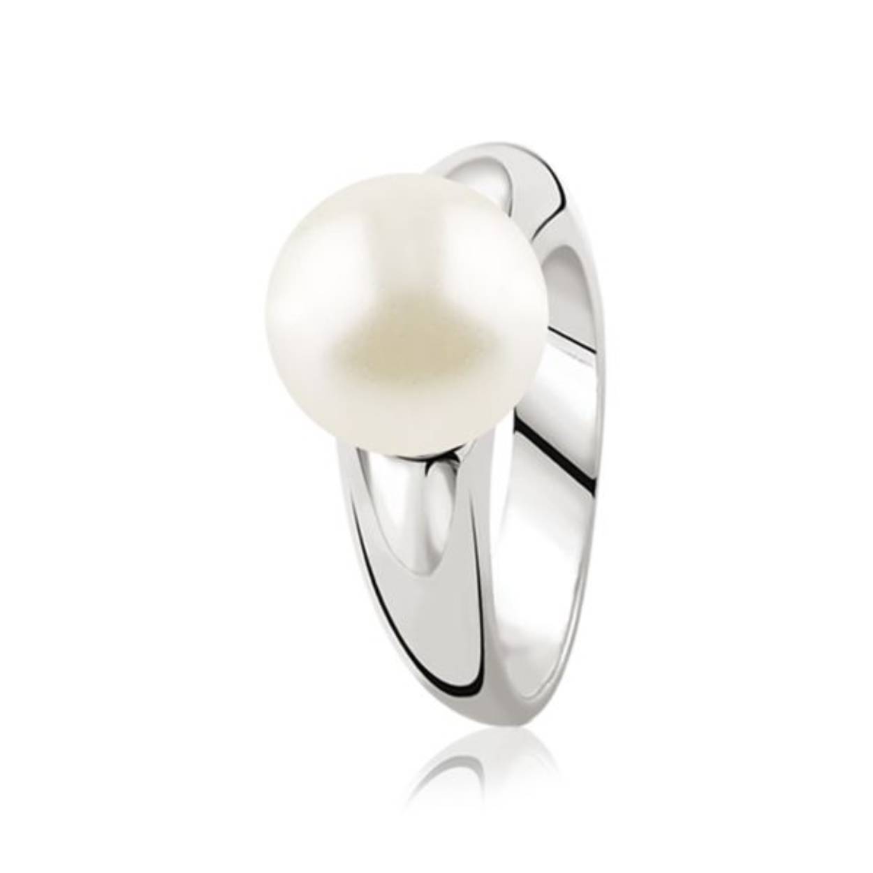 ZINZI zilveren ring parel wit 10mm