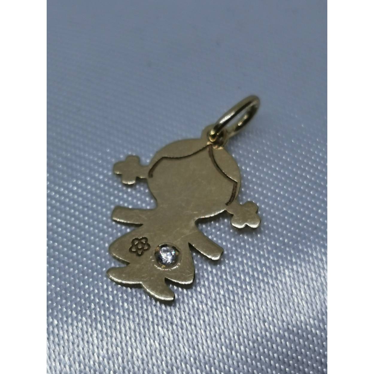 18 Karaat geel gouden hanger meisje met zirkonia 