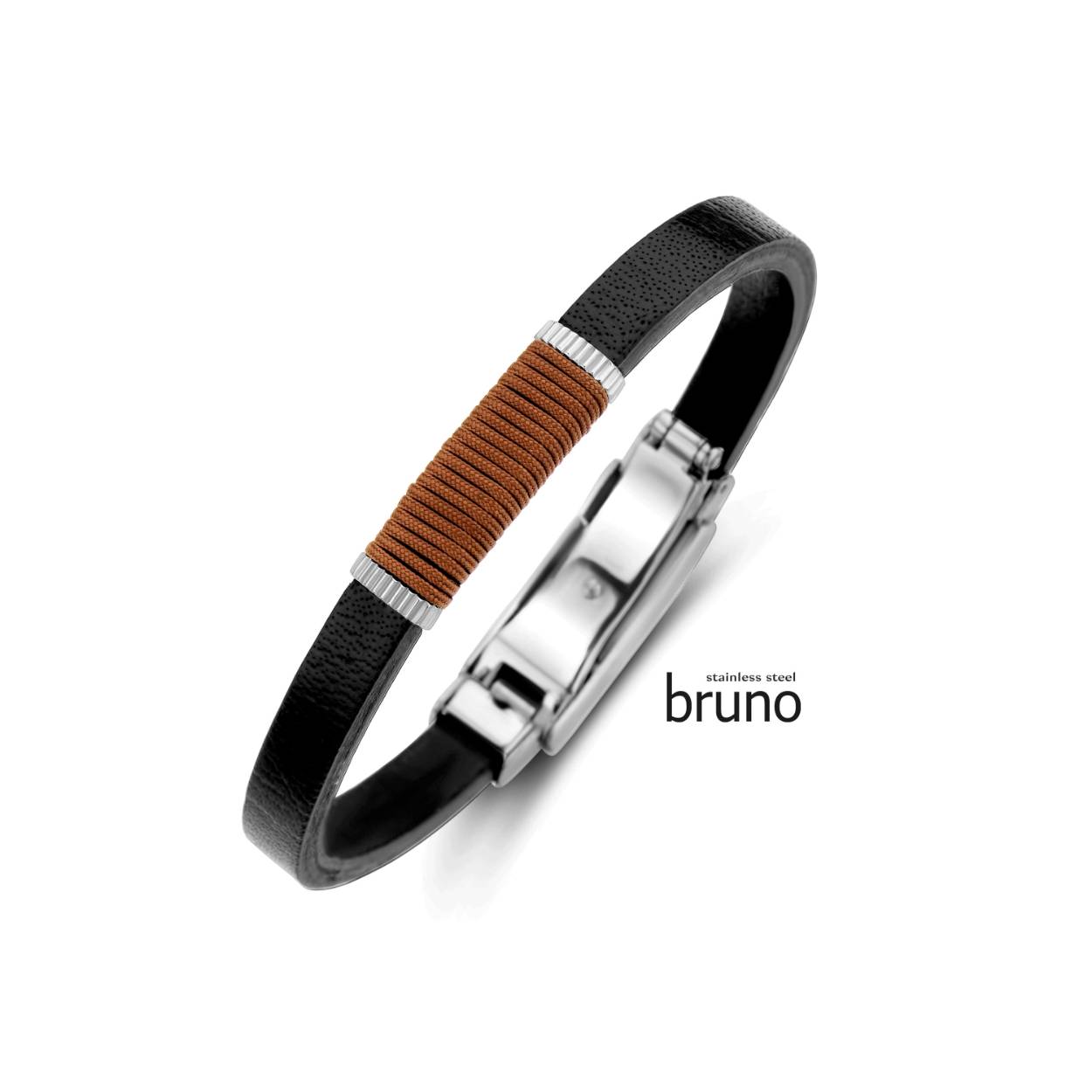 herenarmband in rubber en edelstaal