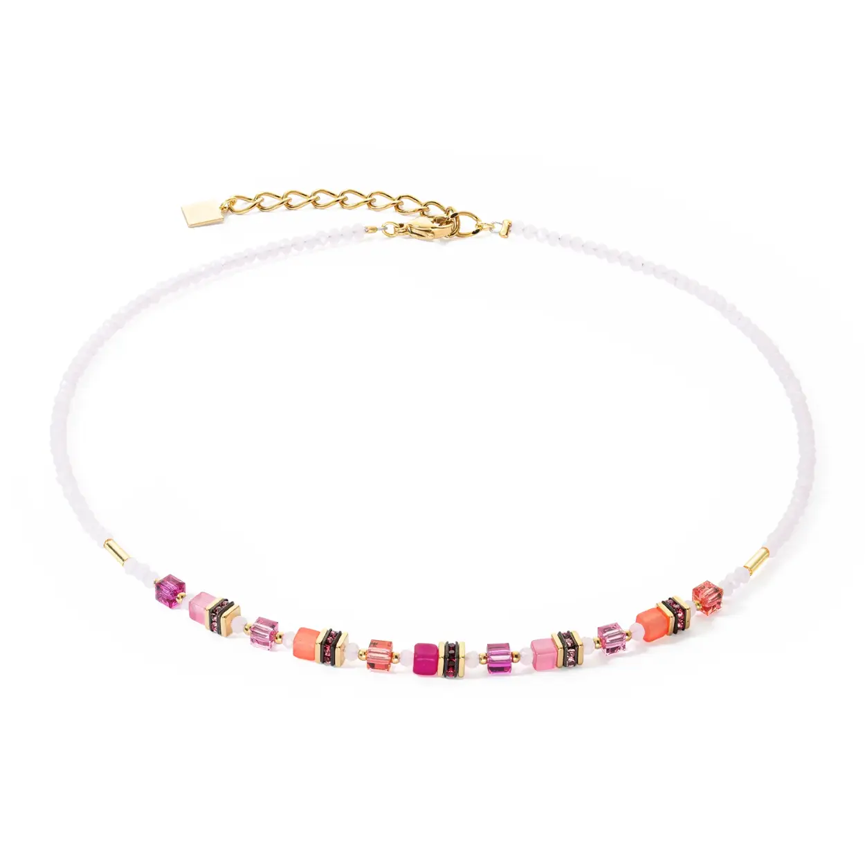 Coeur de Lion collier met gouden en magenta kleurstelling