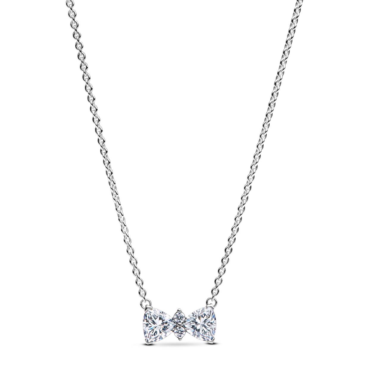 Bow sterling silver collier with clear cubic zirk.