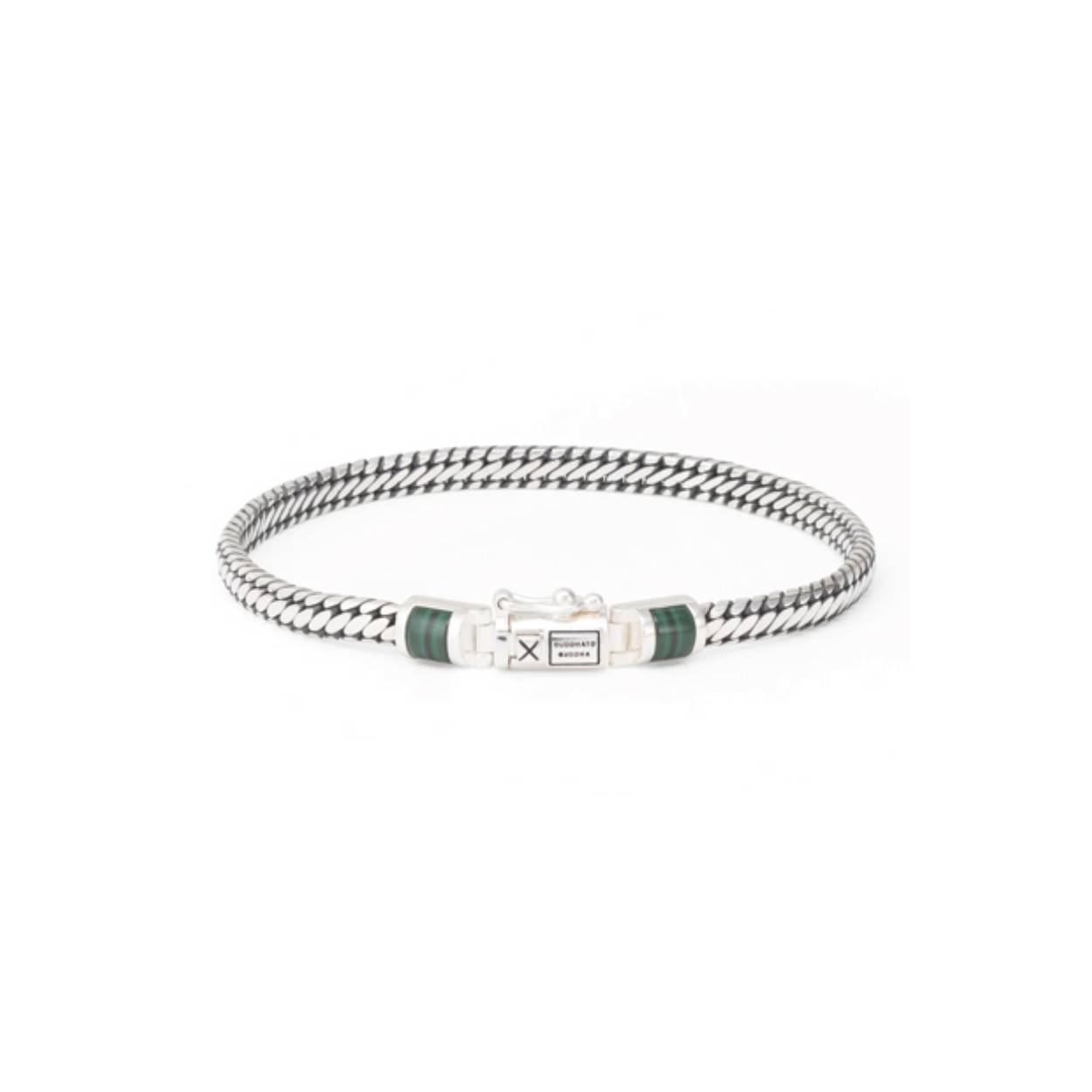 J101MA C+ - Ben Mini Gemstone Armband Zilver Malachite