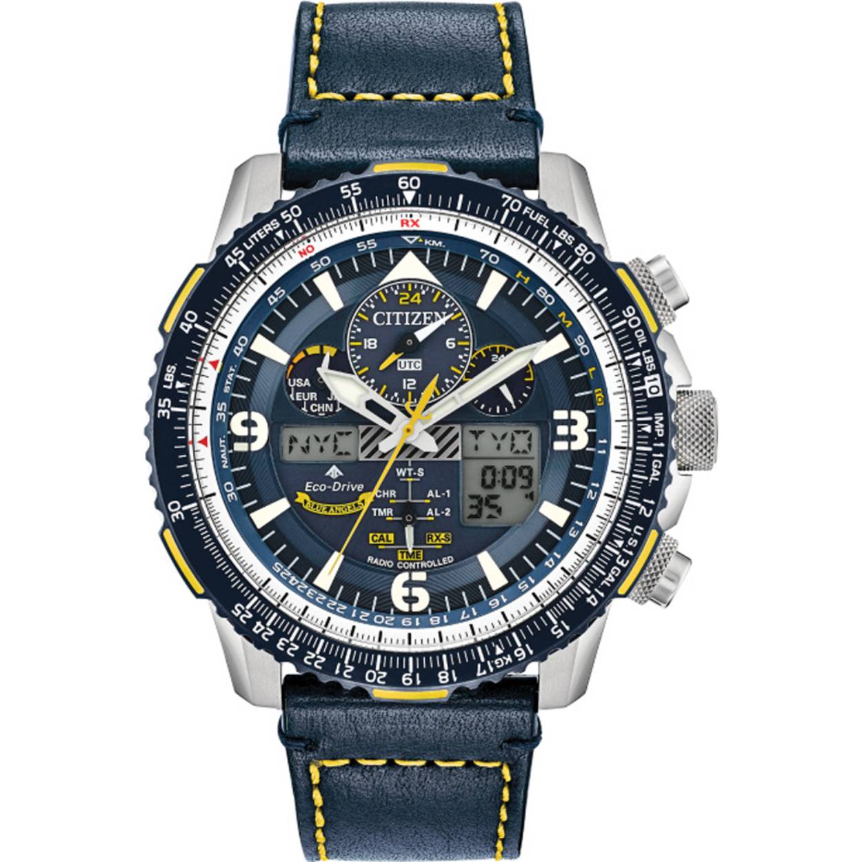 De Citizen Sky JY8078-01L Promaster Sky - Blue Angels Horloge, modelnummer 4974374281111, is een polshorloge met datumfunctie. Het horloge heeft een kastgrootte van 45,4 mm en een zwarte band. Beste manier om te dragen: geschikt voor zowel formele als casual gelegenheden. Let op: niet anti-allergeen.
