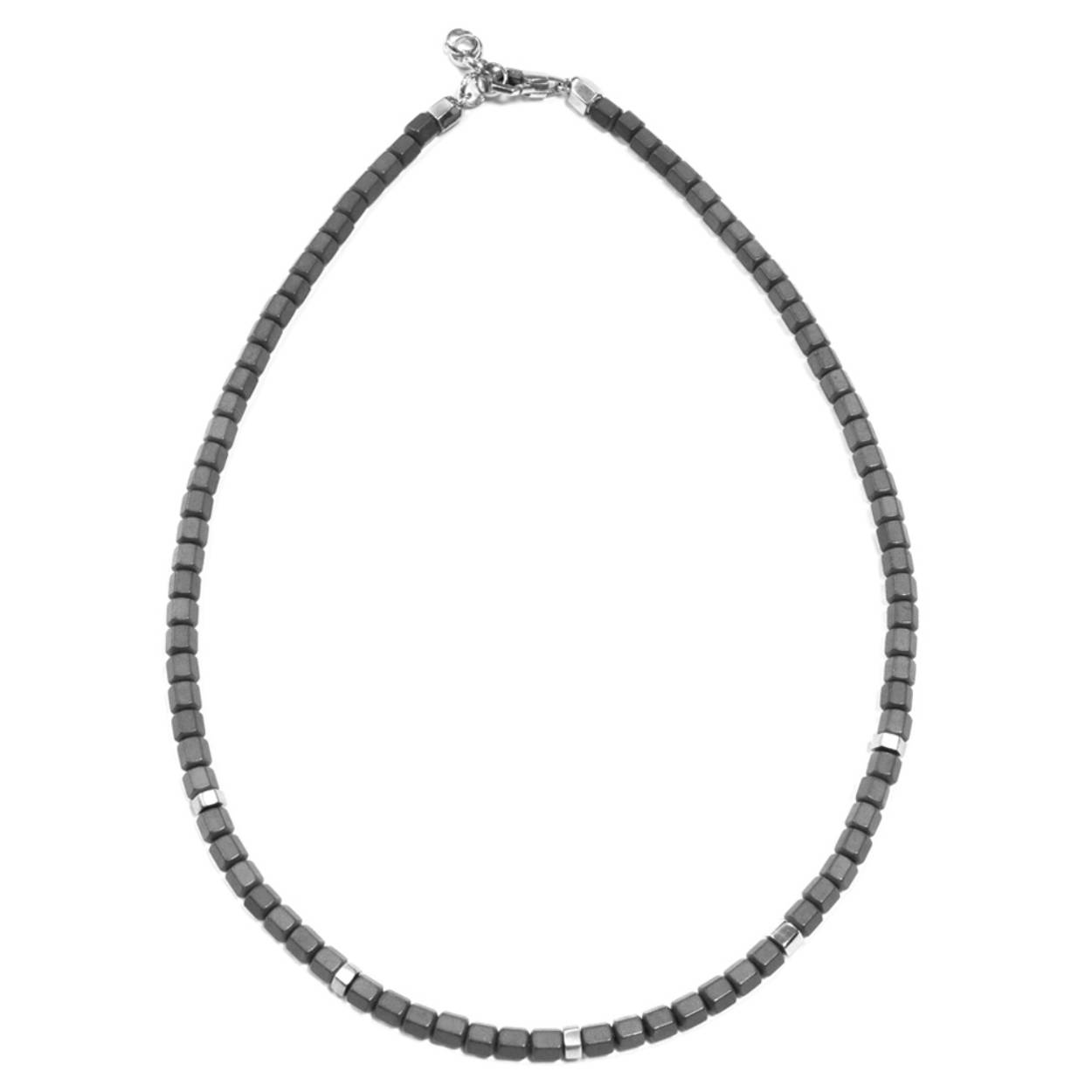 Borsari Gioielle, zilver met hematiet collier, te dragen van 48 t/m 51 cm
