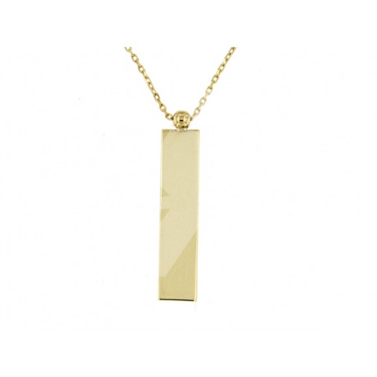 Symbol chain bar verticaal
45 cm collier met een tussenoog op 42 cm
14 karaat geelgoud
Symbool grootte: 22 x 5 mm
Lengte: 42-45 cm