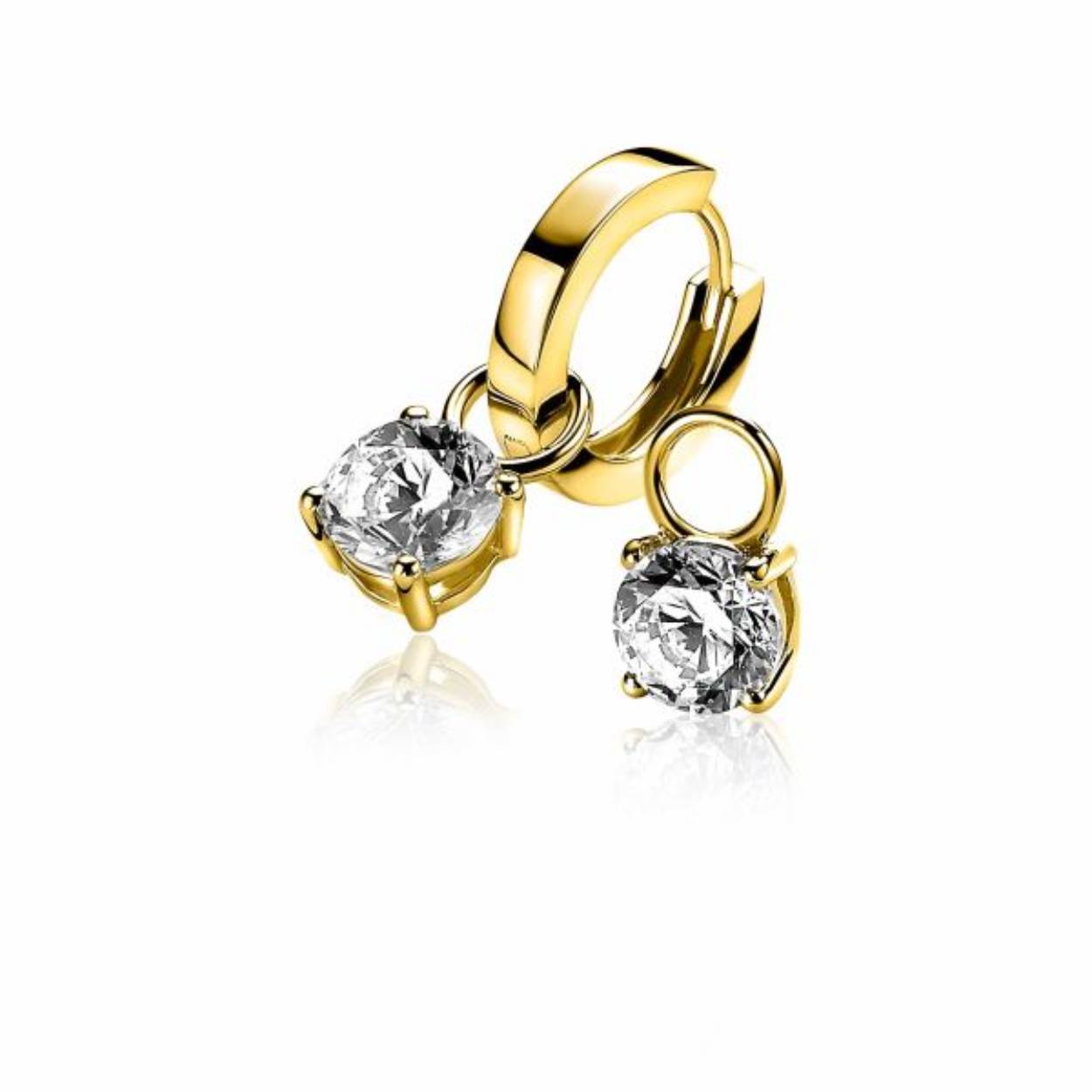  ZINZI zilveren oorbedels (6,5mm), waarbij de ronde witte zirconia met vier pootjes is gezet. Hierdoor schittert de witte zirconia extra. Hang deze oorbedels sierlijk aan je zilveren Zinzi oorringen . De oorringen zijn niet bij de prijs inbegrepen. Vervaardigd van eerste gehalte zilver (925) en met extra 14K geel vergulding.