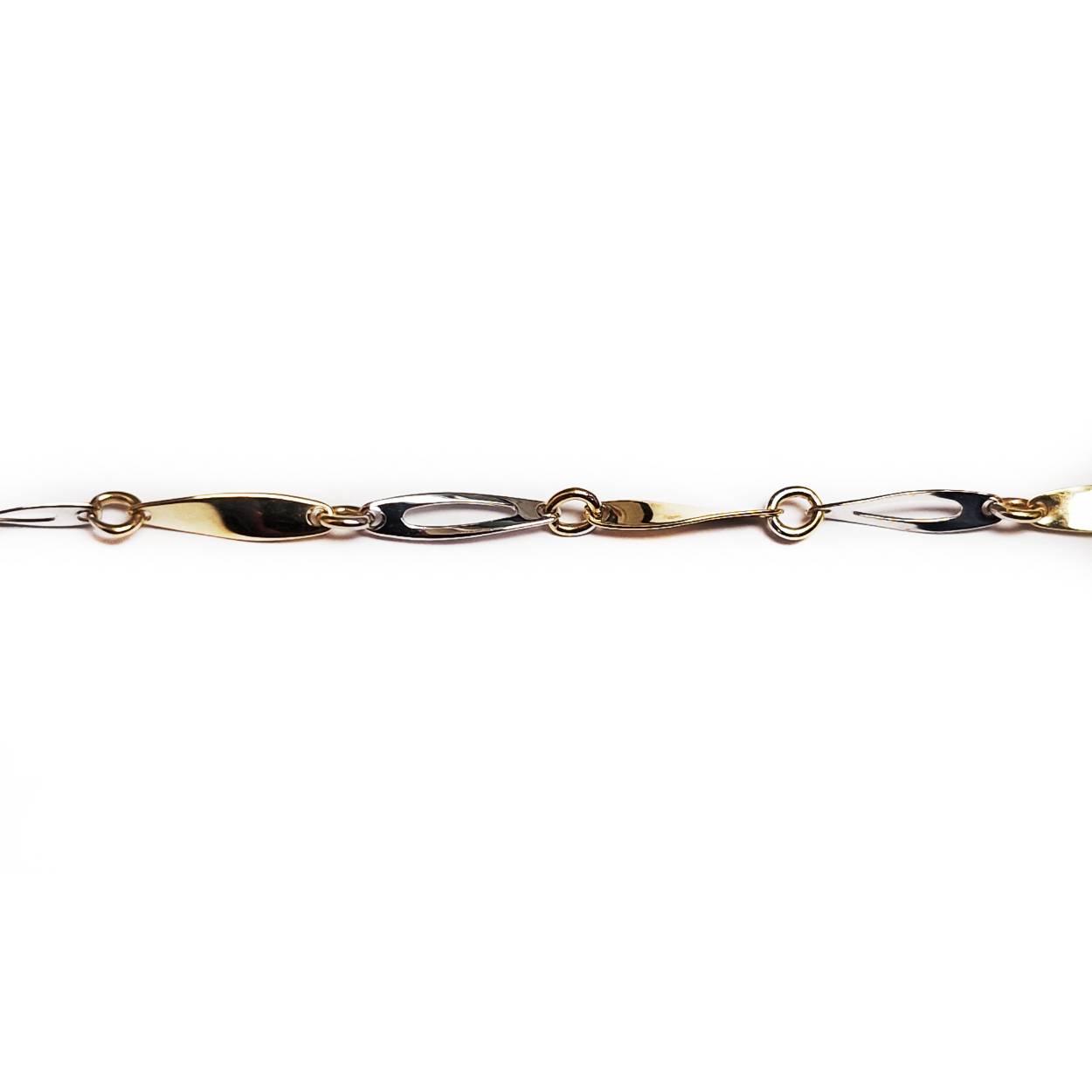 Bicolor armband schakels open/ dicht blaadjes vorm