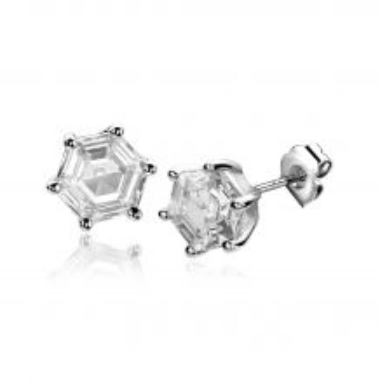 ZINZI zilveren oorknoppen met een schitterende facetgeslepen witte zirconia in zeshoekige vorm. De doorsnede van de zirconia is 7 mm. Deze sierlijke oorknoppen zijn uitstekend te combineren met de bijpassende hanger en ring. Vervaardigd van eerste gehalte zilver (925) en voorzien van een extra rodiumlaag voor een langdurige glans.