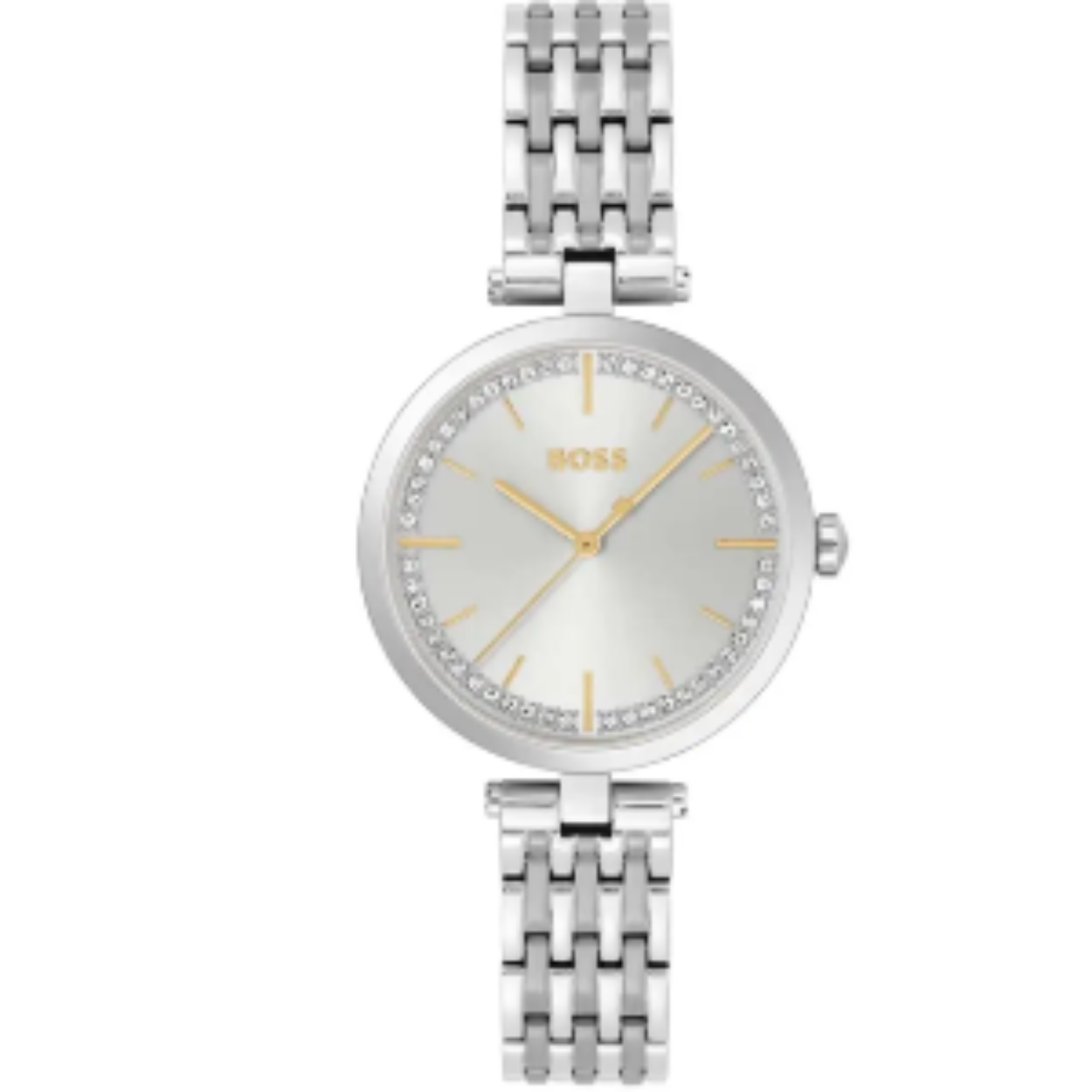 BOSS HB1502704 ESSENA 32mm  
Dit BOSS horloge uit de Essena serie met artikelnr: HB1502704 heeft een chique uitstraling. Het dameshorloge heeft een zilverkleurige stalen horlogekast met een gladde bezel en een zilverwitte wijzerplaat met een ronde rand kristallen. De fijne wijzers geven het horloge een stijlvolle uitstraling. Aan de kast zit een speciale aanzet met een zilverkleurige fijne schakelband met druksluiting. De kast van het horloge heeft een doorsnee van 32mm met mineraalglas en is 3 ATM. 

HET MERK:
HUGO BOSS is afgestemd op levensstijlen waar het gaat om kwaliteit en precisie. Het wereldwijde fashionlabel is verdeeld in twee merken: BOSS en HUGO. Het merk BOSS biedt geavanceerde, moderne horloges gericht op kwaliteit en design om een onberispelijke look te creëren – of het nu zakelijk, casual of sportief is. De horloge collectie van BOSS is perfect afgestemd op levensstijlen waar het gaat om kwaliteit en precisie. BOSS is op maat gemaakt in een onberispelijke stijl.

Blijf stijlvol bij de tijd. Voor de BOSS-vrouw is stijl het handelsmerk en draait alles om
details. Breng uw look naar een hoger niveau met onze nieuwe en kenmerkende horlogecollectie.

SPECIFICATIES:
- Mineraalglas
- Ronde kastvorm, Ø 32mm
- Zilverkleurige stalen horlogekast
- Zilverwitte wijzerplaat
- Zilverkleurige schakelband