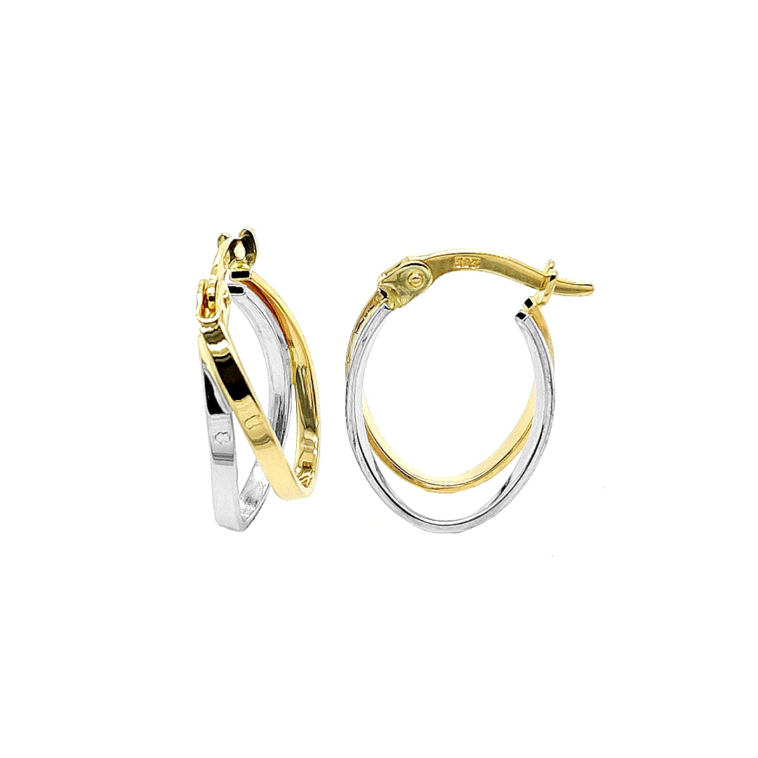 Deze bicolor gouden oorringen hebben een fijne en sierlijke uitstraling. De oorringen zijn volledig glad gepolijst. De combinatie van geelgoud en witgoud zorgt er voor dat deze oorringen perfect matchen met andere sieraden.