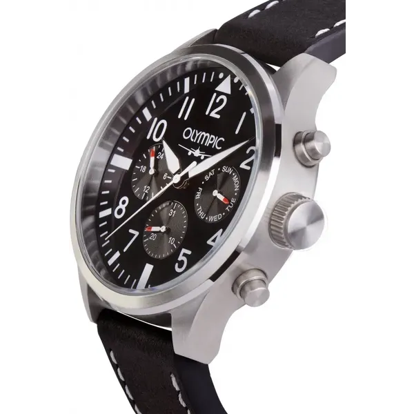 Stoer en stijlvol! Zo laat dit herenhorloge (OL89HSL041) uit de Skydive serie zich het beste omschrijven. Bovendien heeft het horloge een quartz uurwerk, een zwarte wijzerplaat, een kastdiameter van 46 mm en is afgewerkt met mineraalglas. Tot slot heeft dit accessoire een luxe uitstraling en past bij elke outfit en iedere gelegenheid!

Specificaties
– OL89HSL041
– Mineraalglas
– Ronde stalen horlogekast
– Diameter 46 mm
– Zwarte wijzerplaat
– Leren horlogeband
– 5 ATM

- Horlogeband gemaakt van leer, in de kleur zwart, met gesp
- Quartz uurwerk, werkt op batterijen
- Dag, Datum weergave
- Breedte van de behuizing is 22 mm
- Dikte van de behuizing is 13 mm