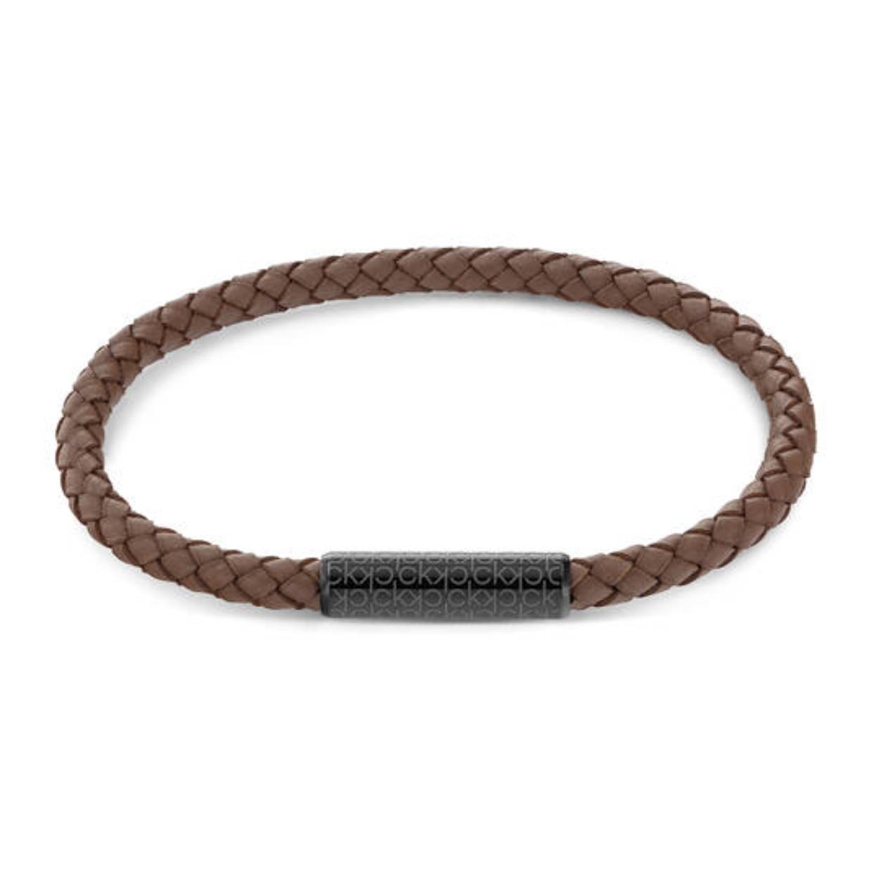 Bruin, gepolijst, stalen armband. 21 cm 