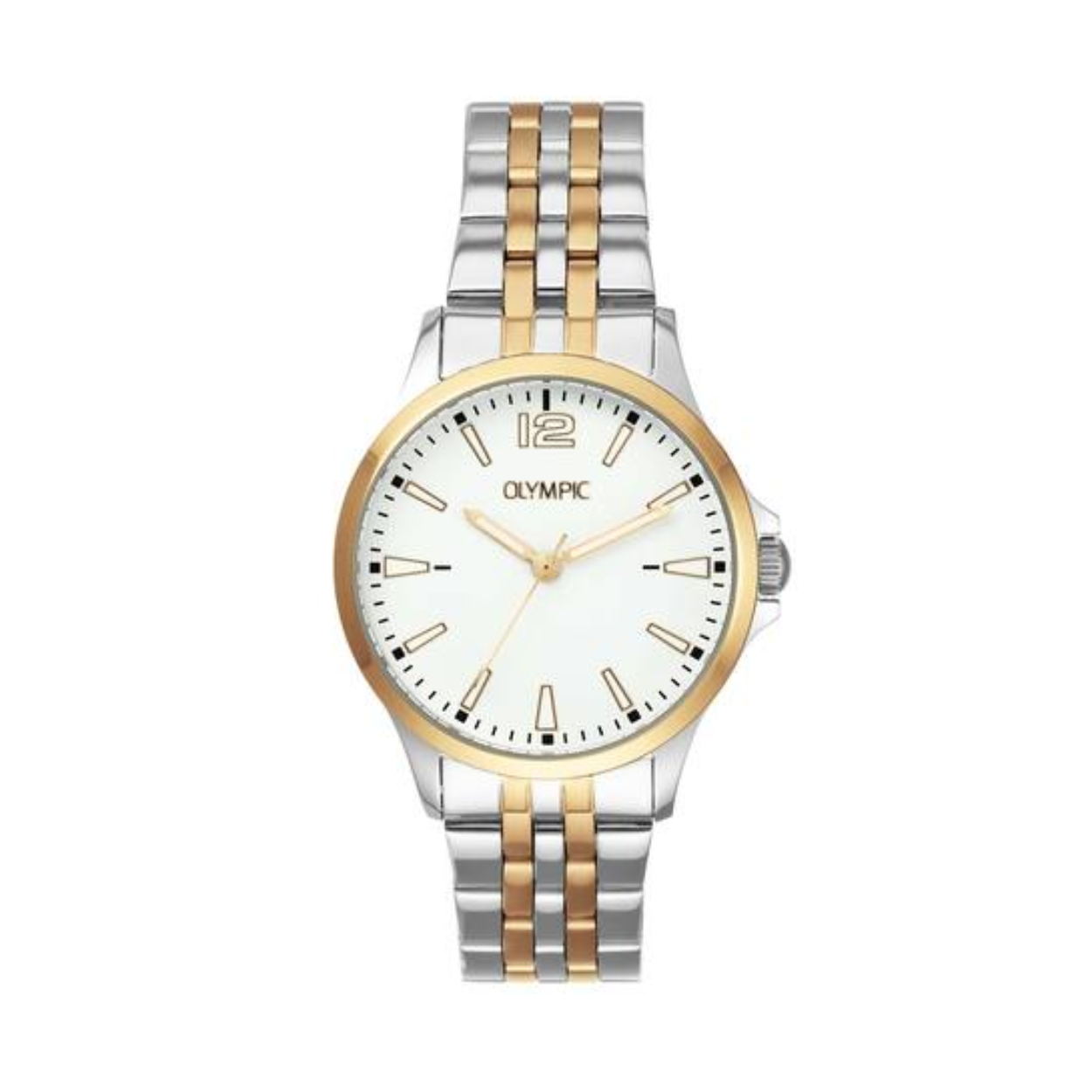 Olympic OL72DSS111B Dani Horloge Staal 32mm 
Dit unieke Olympic horloge met artikelnummer: OL72DSS111B is een dameshorloge met een classic sportieve uitstraling. Het horloge heeft een ronde stalen kast met een goudkleurige bezel en een witte wijzerplaat met de 12, streepjes en lumibrite accenten. Aan de kast zit een stalen bicolor schakelband met vouwsluiting. Het horloge heeft een mineraalglas, een doorsnee van 32mm en is 5ATM.

Het merk:
Een mooi horloge hoeft niet duur te zijn! Het Nederlandse horlogemerk Olympic levert stoere chronografen, slimline series, digitale uurwerken en elegante dameshorloges. De prijs-kwaliteitverhouding staat bij Olympic hoog in het vaandel met prijzen die uiteenlopen van € 34,95 tot en met € 159,00.

100% Nederlands ontwerp, waterdicht en standaard 3 jaar fabrieksgarantie.

Specificaties:
- Ronde kast Ø 32mm
- Stalen horlogekast
- Witte wijzerplaat
- Stalen bicolor schakelband
- 5ATM 
- Standaard 3 jaar fabrieksgarantie
- Mineraalglas