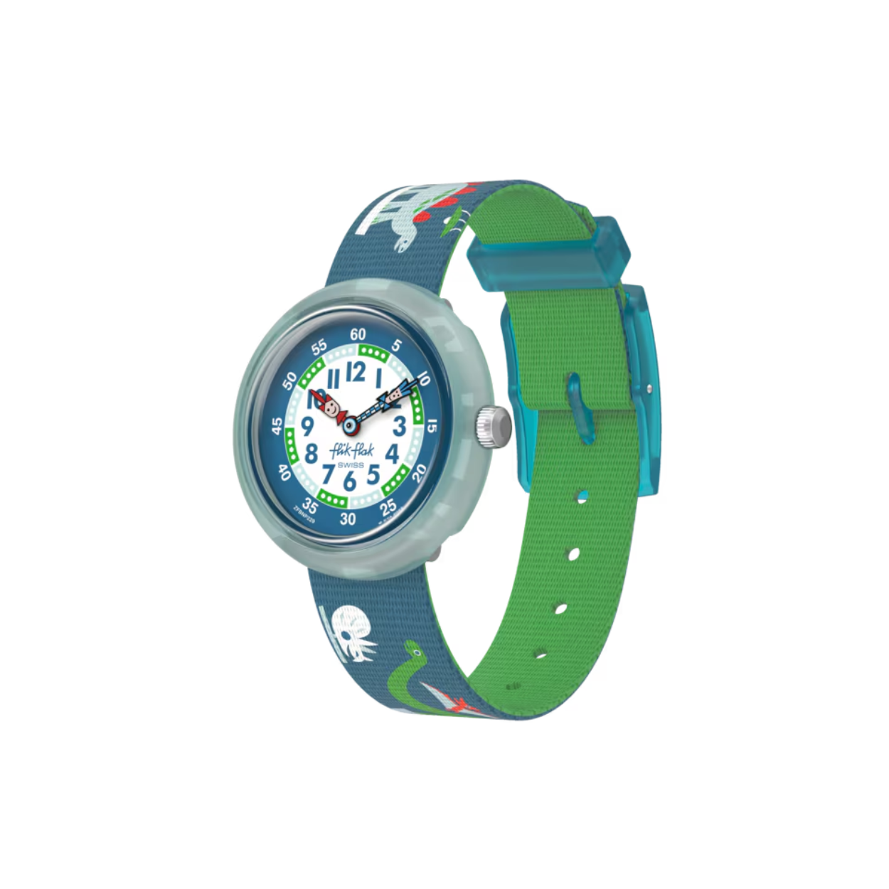 FLIK FLAK KINDERHORLOGE LIVING HISTORY
Het kinderhorloge LIVING HISTORY brengt ons terug naar vervlogen tijden, toen mammoeten rondzwierven en dinosauriërs heersten. Een leuke manier voor kinderen om te leren klokkijken en een geweldig educatief cadeau