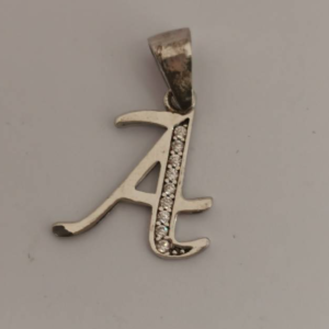 Zilveren hanger letter A zirkonia
