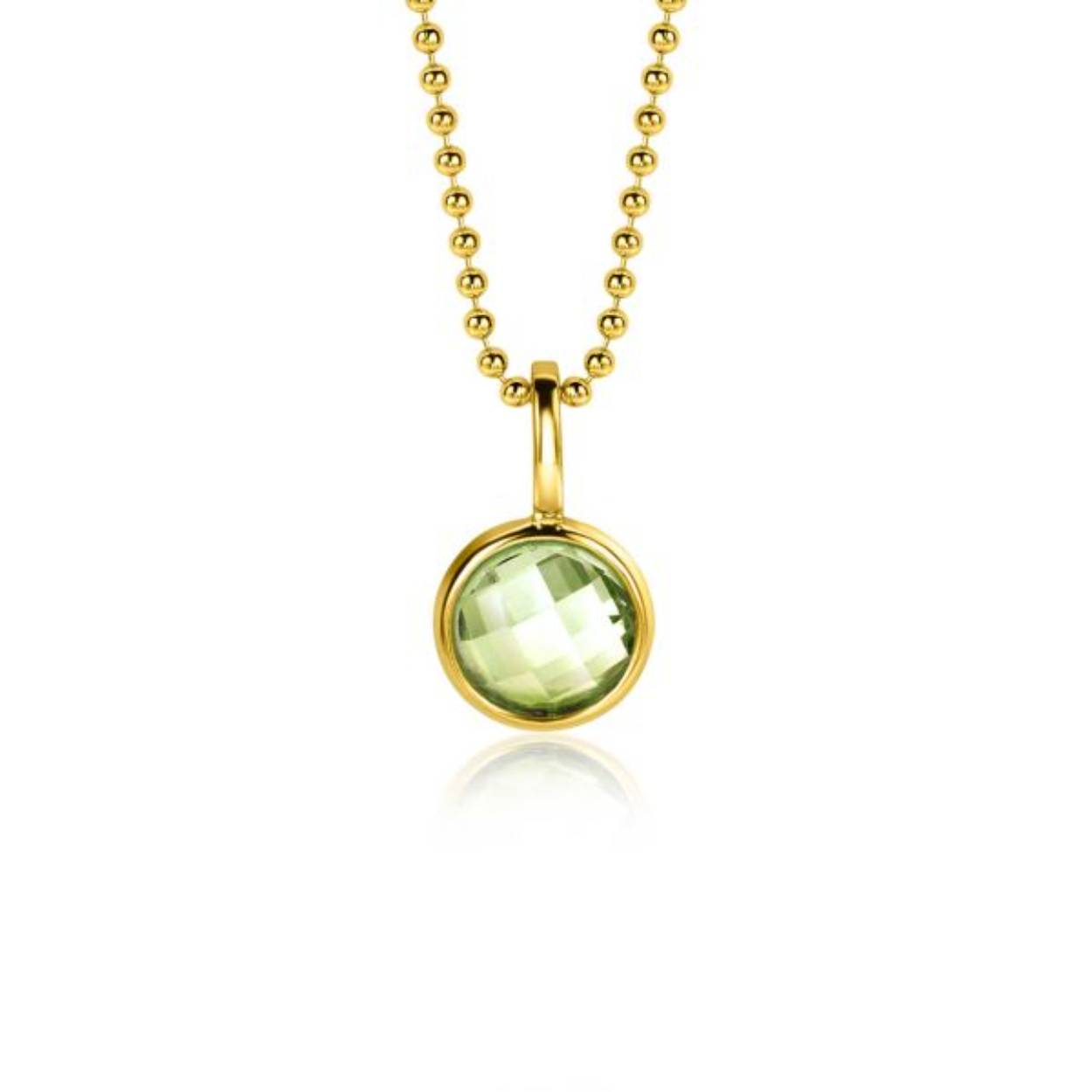 BIRTHSTONE hanger 8mm gold plated AUGUSTUS, staat symbool voor iemand die in de maand augustus is geboren. In augustus is de geboortesteen 'groen peridoot zirconia'. Iedere geboortesteen heeft haar eigen betekenis. De hanger is vervaardigd van eerste gehalte zilver (925) en voorzien van een extra 14K geel vergulding.