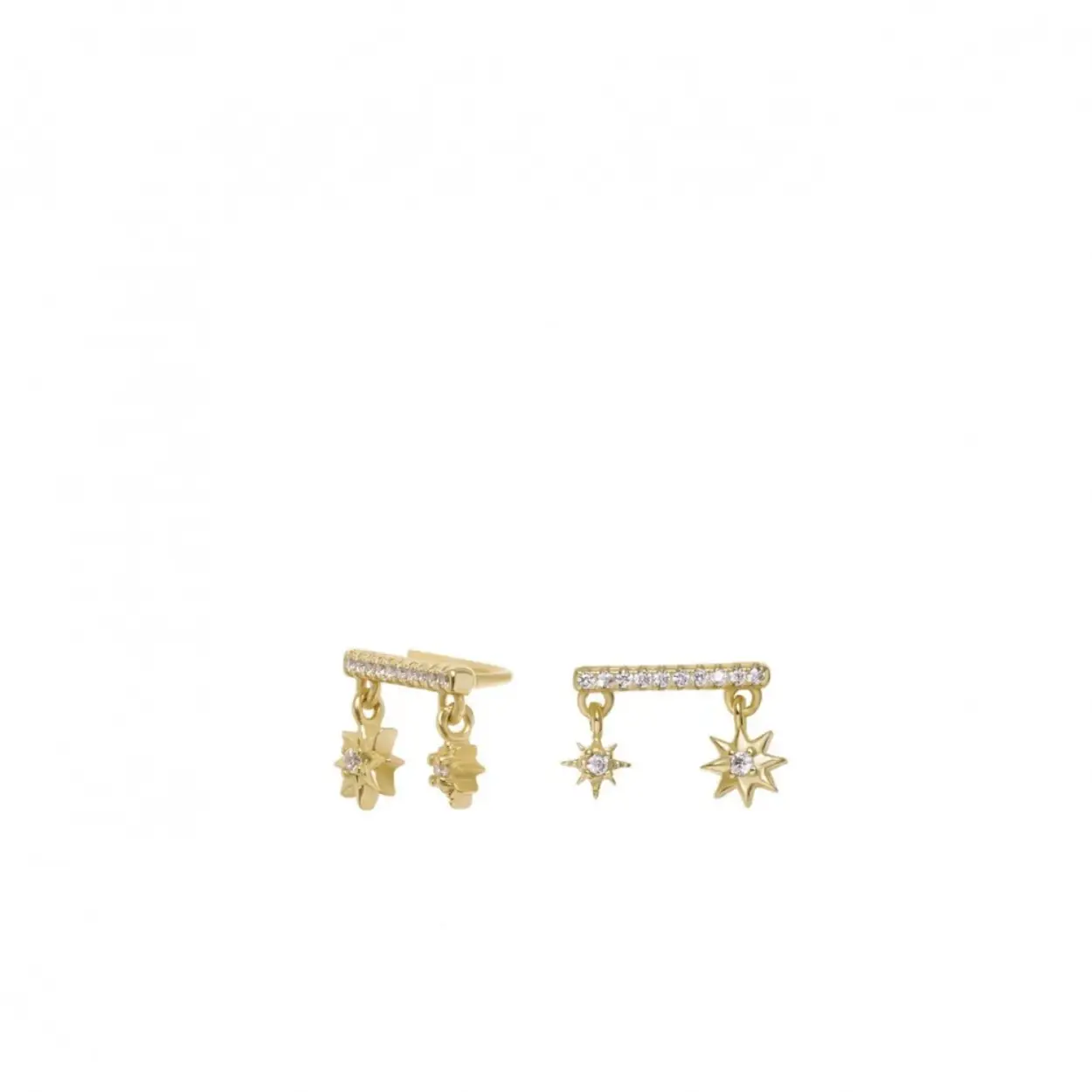 Sterling silver star stud earrings with star dangles