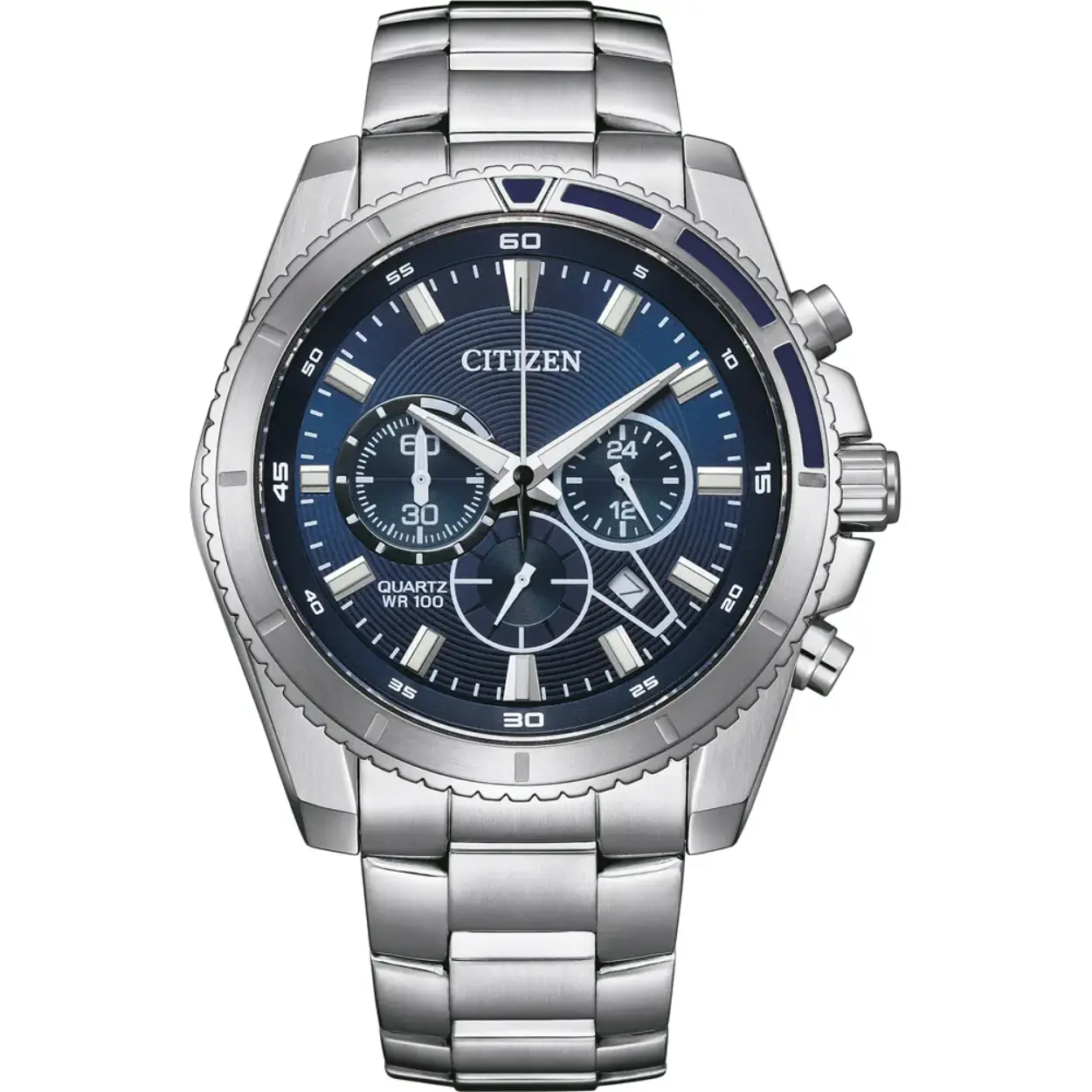 Het Citizen Sport AN8201-57L Chronograaf horloge met modelnummer 4974374335678 is een stijlvol horloge met een roestvrijstalen kast van 44 mm en een grijze wijzerplaat. Het heeft een datumaanduiding en is ontworpen als een polshorloge. Het is niet anti-allergisch. Draag het casual of zakelijk voor een tijdloze look.