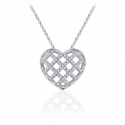 zilveren collier met hart gesloten en zirkonia 42+3cm