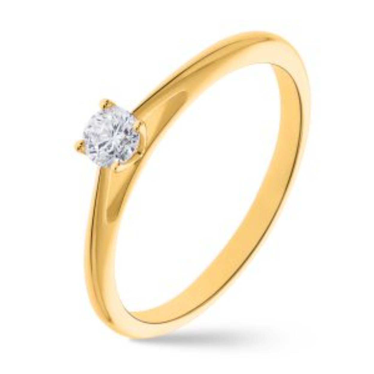 geelgouden solitair ring met diamant 1-0.15 h/si