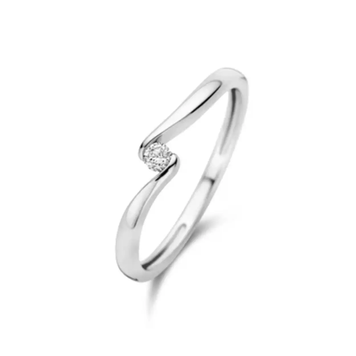 witgouden ring, slag+0.06ct briljant mt18