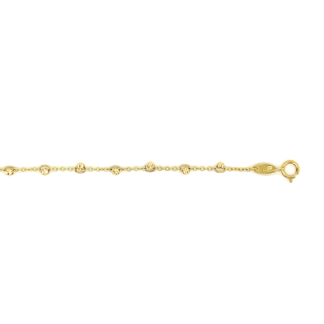 Geelgouden armband Ankerschakel met Bolletjes