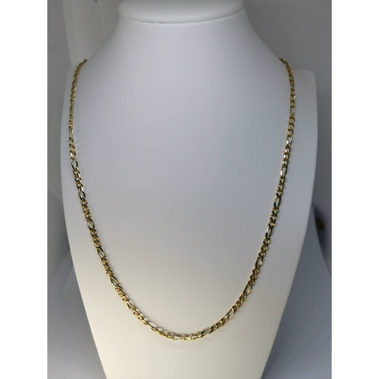 14 Karaat geel gouden Figaro ketting 54cm. 