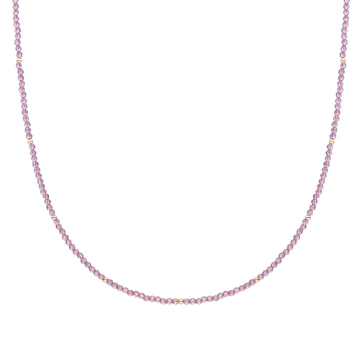 Sparkling Jewels collier Aubergine Quartz 2mm goldplated. Lengte 42 + 2cm