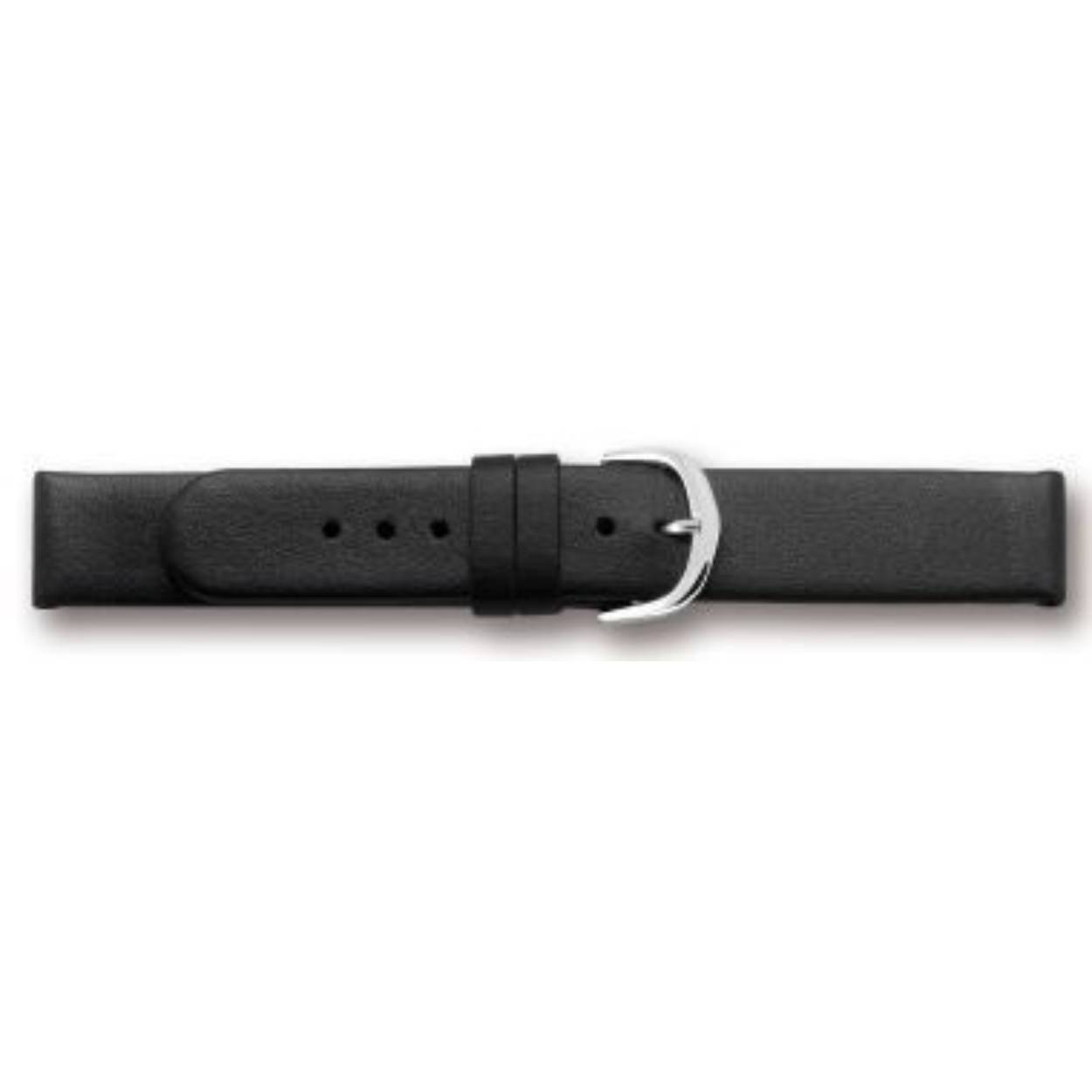 Horlogeband leder 22mm zwart glad
